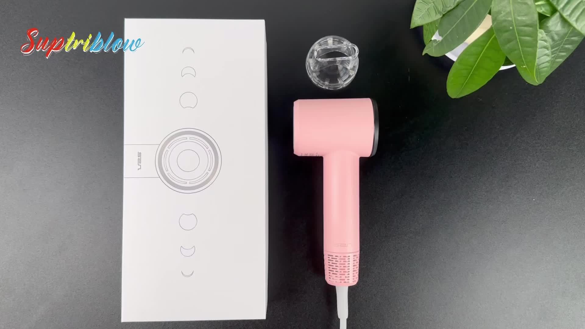 Mini Travel Hair Dryer Suptriblow, 110000 RPM Ionic Blow Dryer, Portable Hair Dryer For Fast Drying, Small Low Noise Hair Dryer With HD Digital Display, Compact Hair Dryer For Women - Pink
