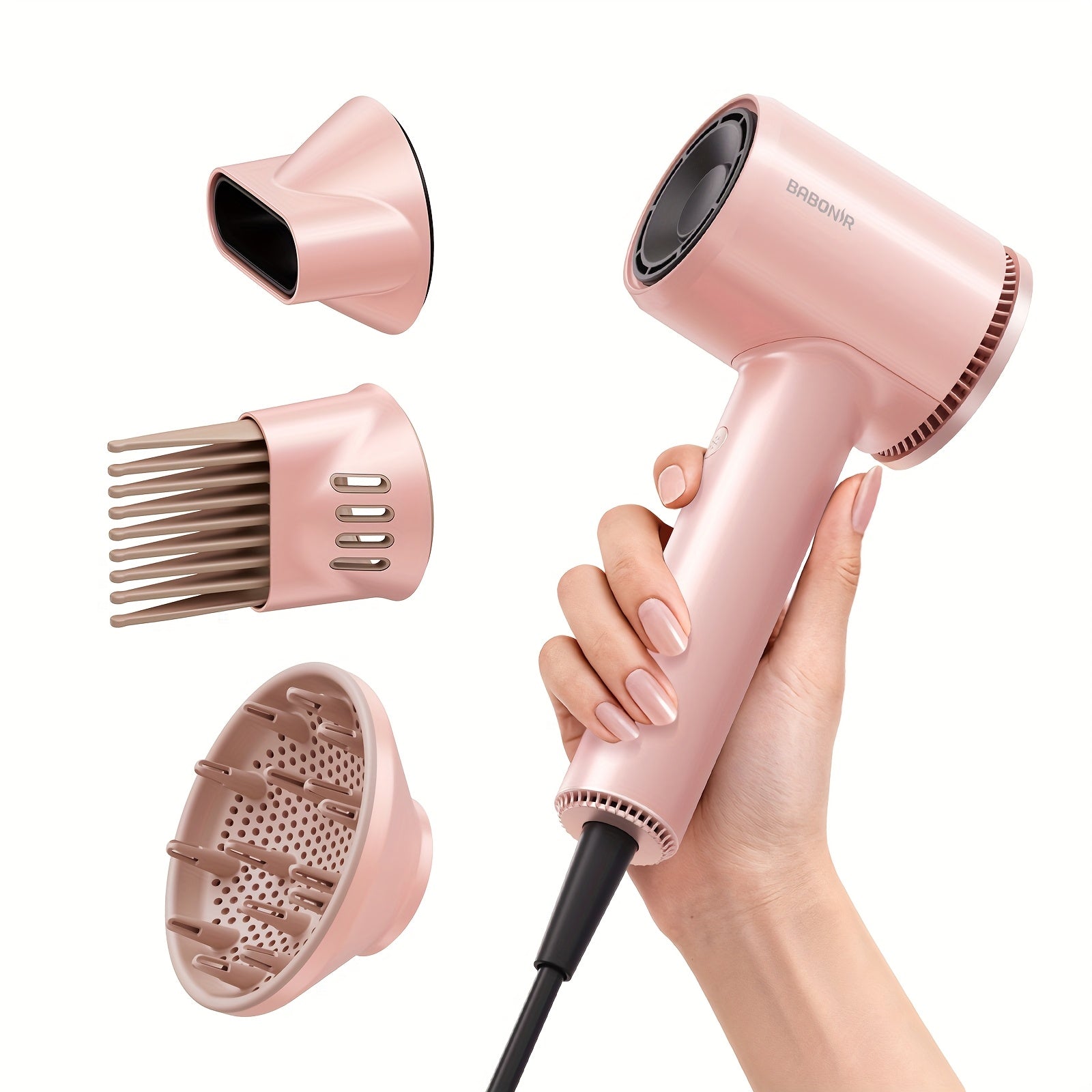 Quick-Drying Hair Dryer Featuring a Diffuser for Curly Hair, 1875W Professional Ionic Blow Dryer Suitable for Both Women And Men, Lightweight And Powerful Portable Hair Dryer Ideal for Travel, Perfect Gift for Friends And Partners