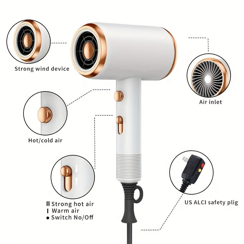 Powerful 1800W Ionic Hair Dryer with Diffuser - 2 Speeds, 3 And Cooling Buttons for Straight And Curly Hair - Perfect for Home, Travel, And Salon Use