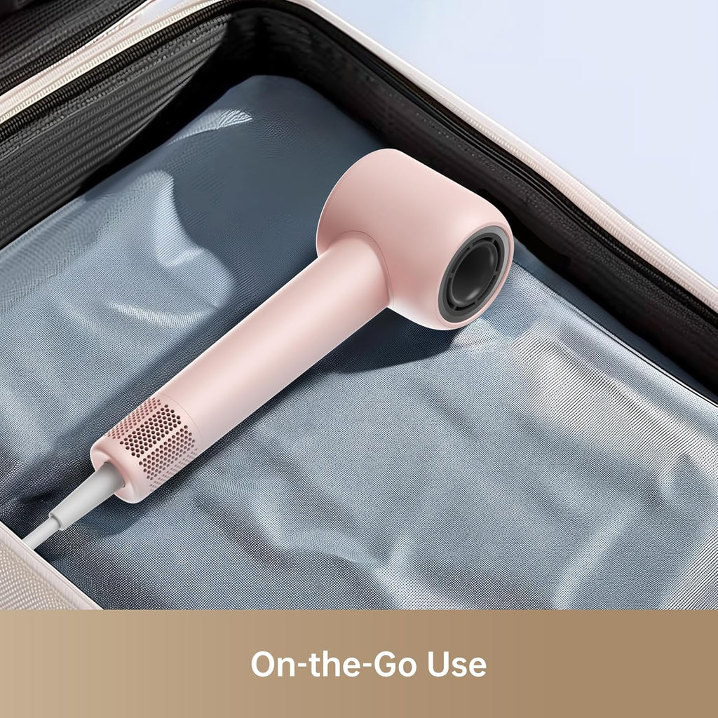Hair Dryer - Dreame Gleam Pink – Powerful Fast Drying, Lightweight, 200M Negative Ions for Frizz-Free Shine, Low Noise, Intelligent Temperature Control, 4 Temp Settings, Compact & Ergonomic Design,Pink