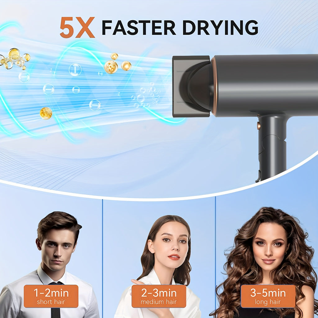 Professional High-Speed Hair Dryer Set - Fast Drying Lightweight Blow Dryer with Complete Accessories for Salon & Home Use