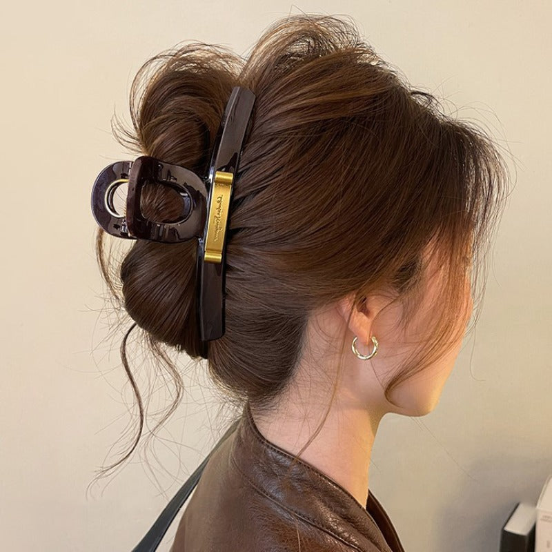 1pc Grab Clip Women'S New High-End Sense Golden Label Shark Clip Large Hairpin High Quality Back Head Headpiece