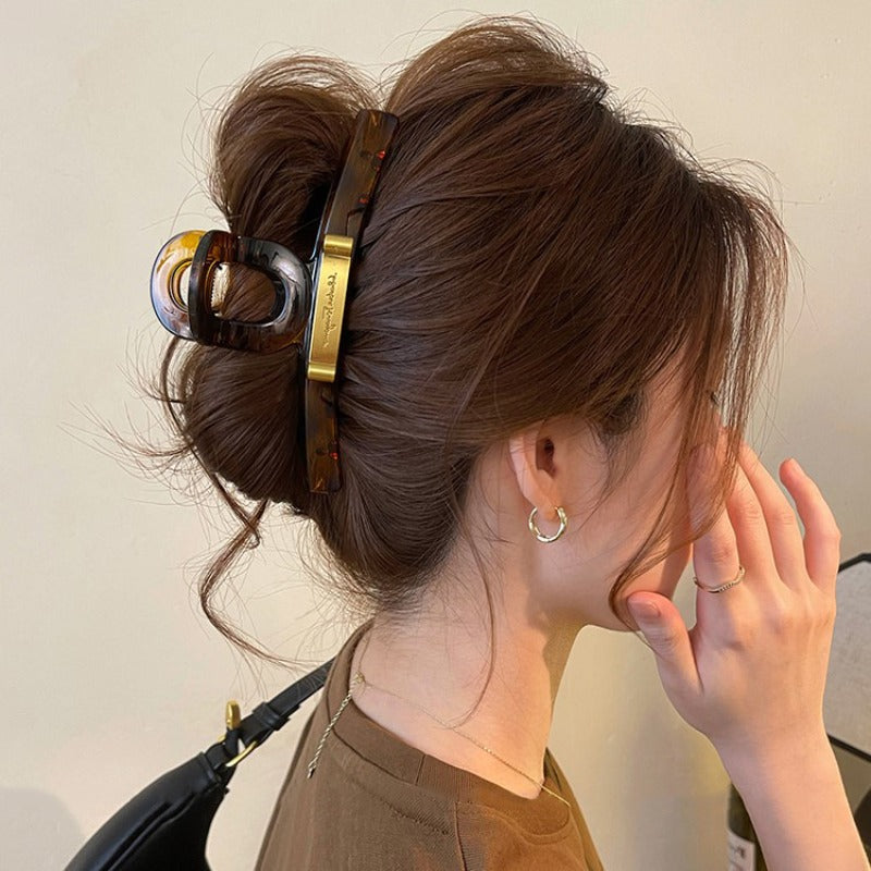 1pc Grab Clip Women'S New High-End Sense Golden Label Shark Clip Large Hairpin High Quality Back Head Headpiece